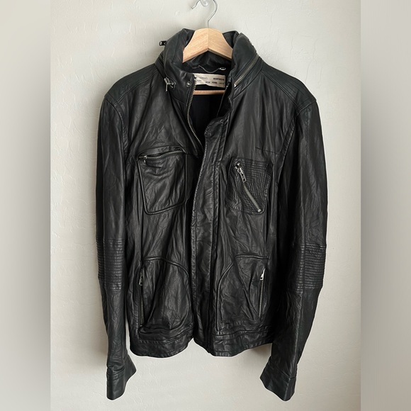 Yigal Azrouel Hooded Motorcycle Black Leather Jacket lambs leather large - Picture 3 of 16